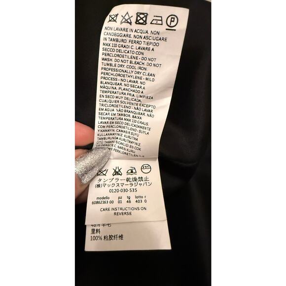 Max Mara Studio Boucle Coat Wool Alpaca Women L Large Funnel Neck - Picture 10 of 10